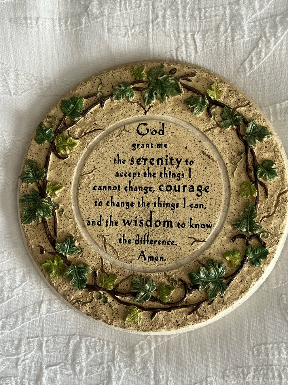 Serenity Prayer Wall Plaque 8” with Green Ivy Accent